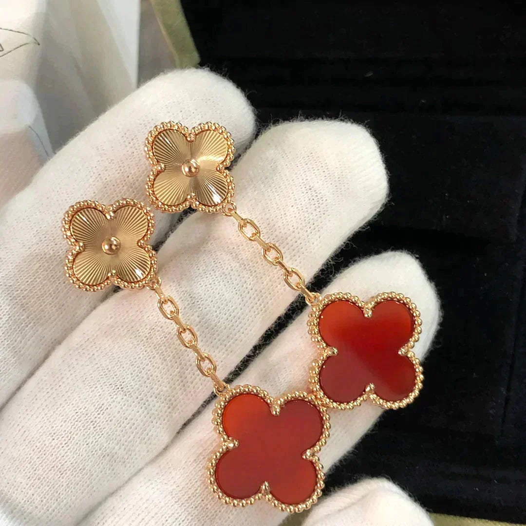 [⭐Mirelle]CLOVER 2 MOTIF  LASER CARNELIAN EARRINGS