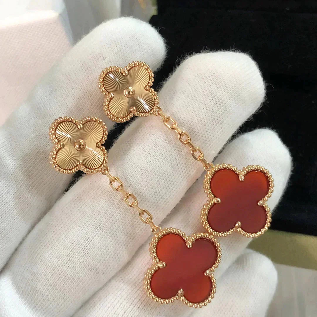[⭐Mirelle]CLOVER 2 MOTIF  LASER CARNELIAN EARRINGS