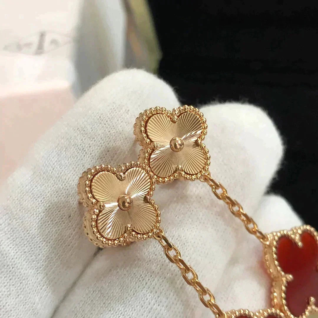 [⭐Mirelle]CLOVER 2 MOTIF  LASER CARNELIAN EARRINGS