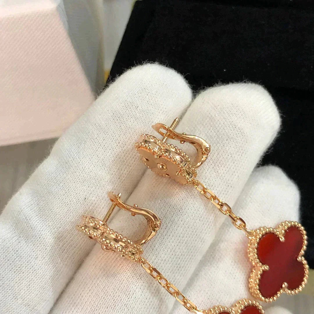 [⭐Mirelle]CLOVER 2 MOTIF  LASER CARNELIAN EARRINGS