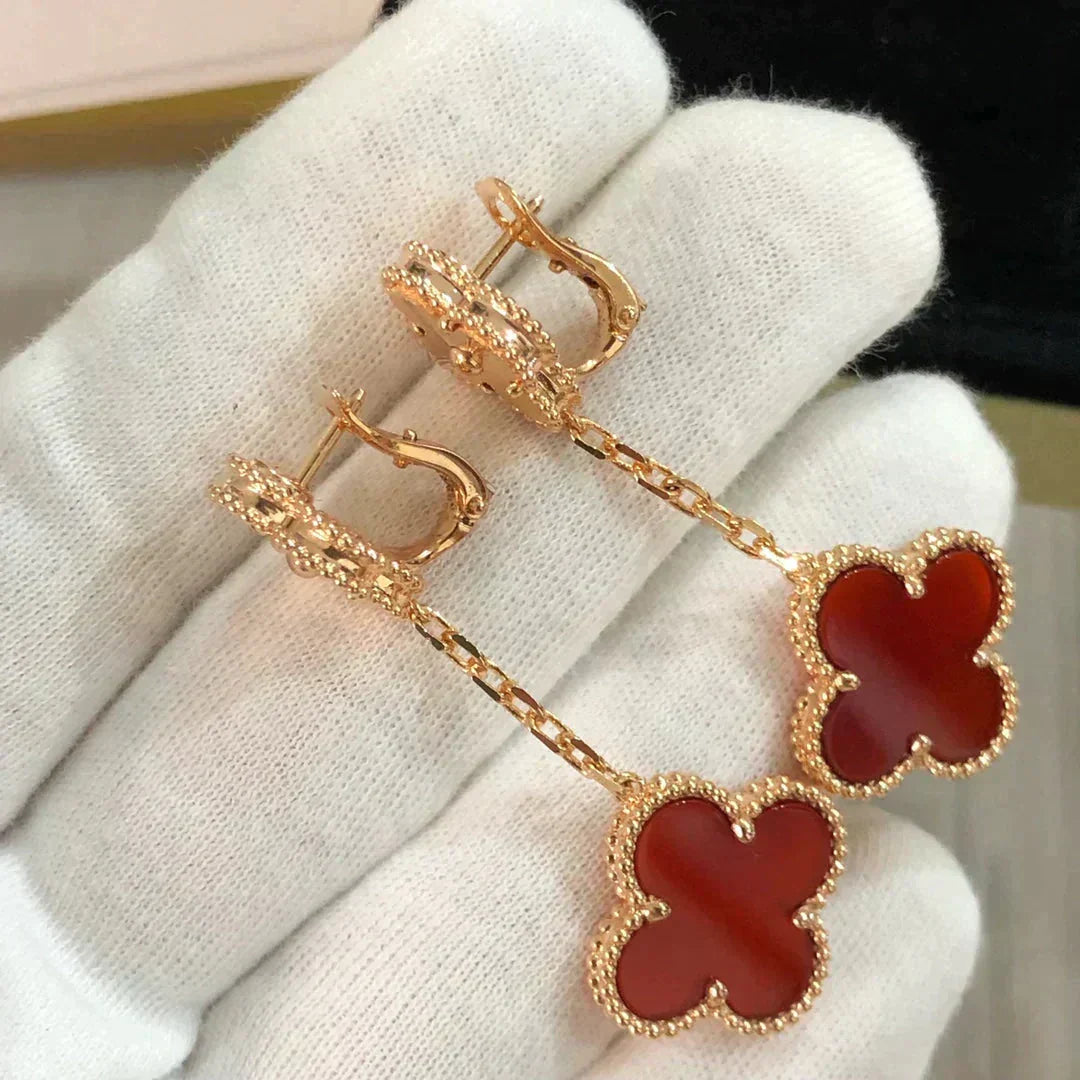 [⭐Mirelle]CLOVER 2 MOTIF  LASER CARNELIAN EARRINGS