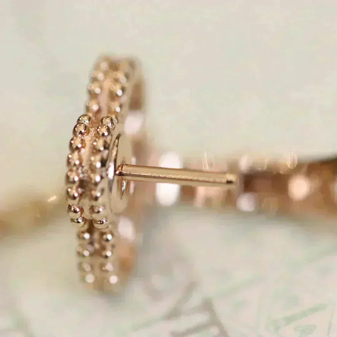 [⭐Mirelle]CLOVER MEDIUM 1 MOTIFS FUll DIAMOND EARRINGS