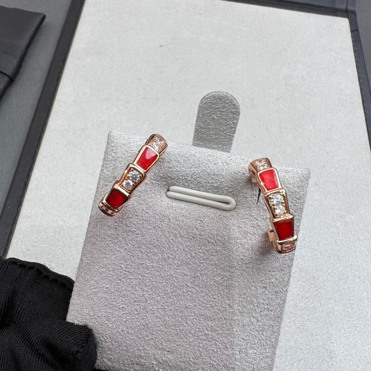 [⭐Mirelle]SERPENTI CARNELIAN PINK GOLD EARRINGS