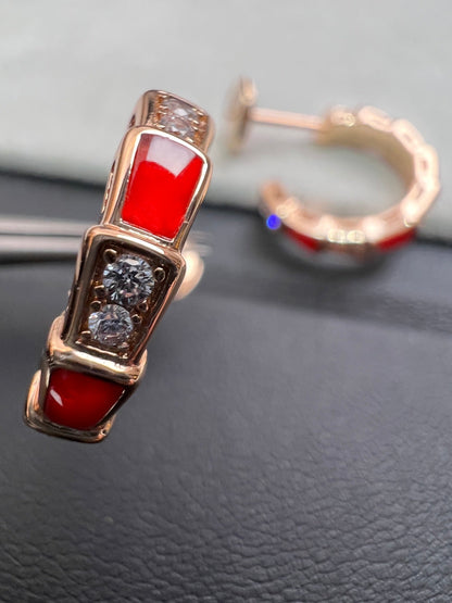 [⭐Mirelle]SERPENTI CARNELIAN PINK GOLD EARRINGS