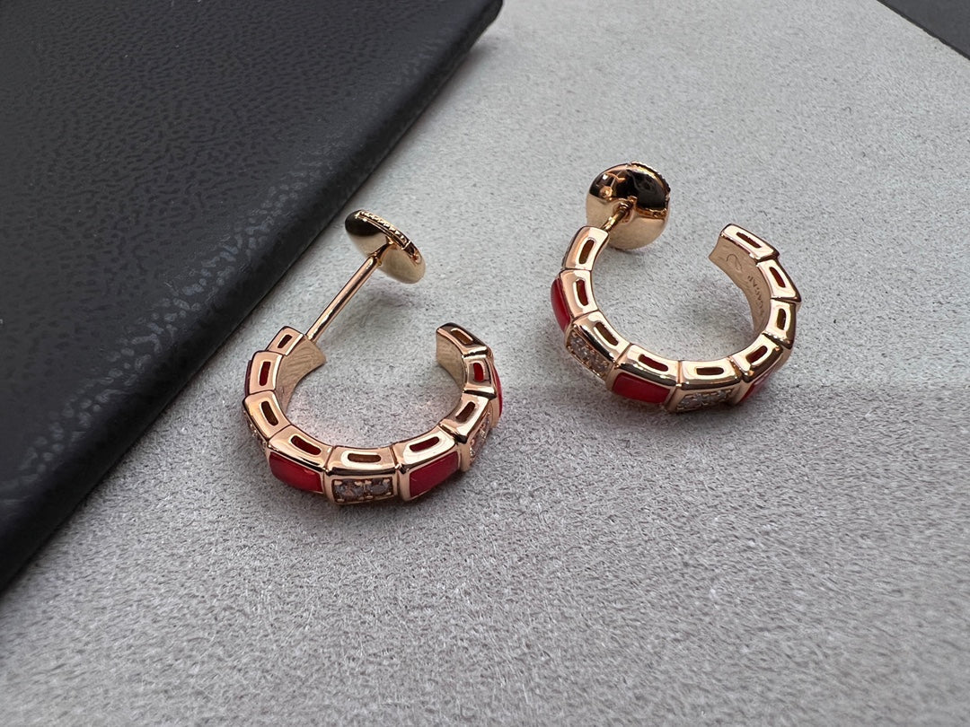 [⭐Mirelle]SERPENTI CARNELIAN PINK GOLD EARRINGS