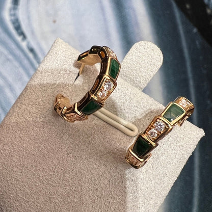 [⭐Mirelle]SERPENTI MALACHITE PINK GOLD EARRINGS
