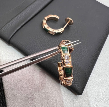 [⭐Mirelle]SERPENTI MALACHITE PINK GOLD EARRINGS