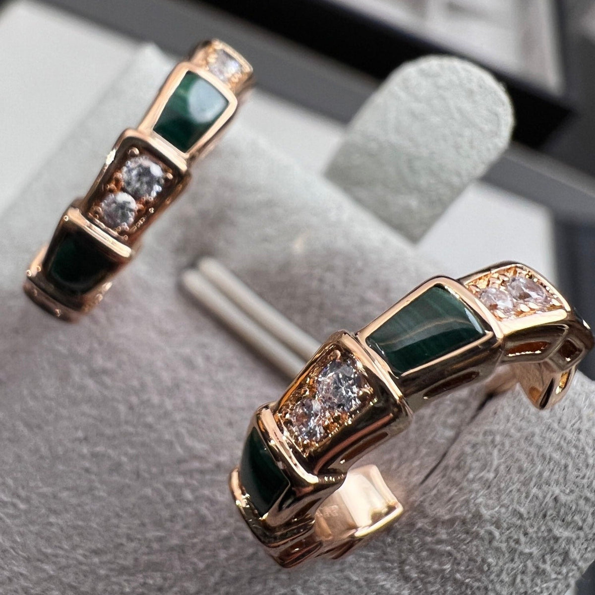 [⭐Mirelle]SERPENTI MALACHITE PINK GOLD EARRINGS