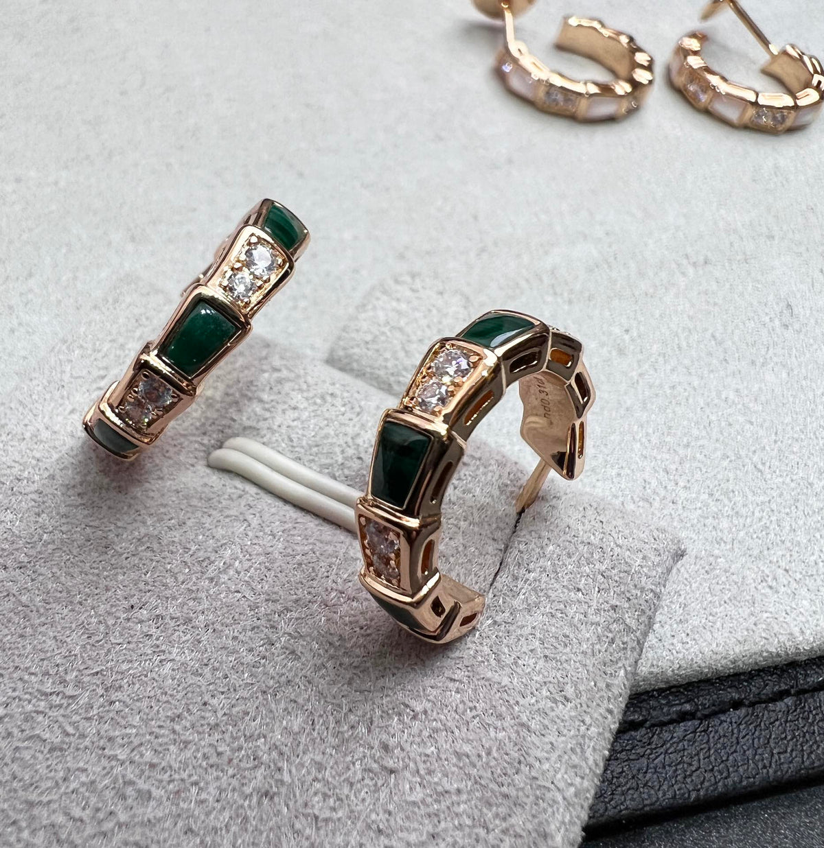 [⭐Mirelle]SERPENTI MALACHITE PINK GOLD EARRINGS