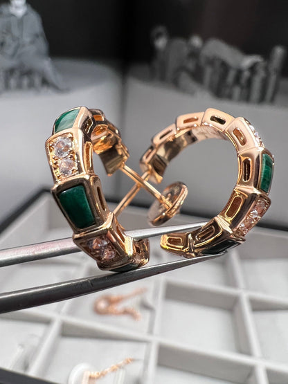 [⭐Mirelle]SERPENTI MALACHITE PINK GOLD EARRINGS