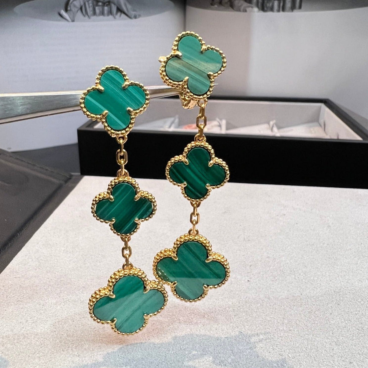 [⭐Mirelle]CLOVER MALACHITE 3 MOTIFS GOLD
