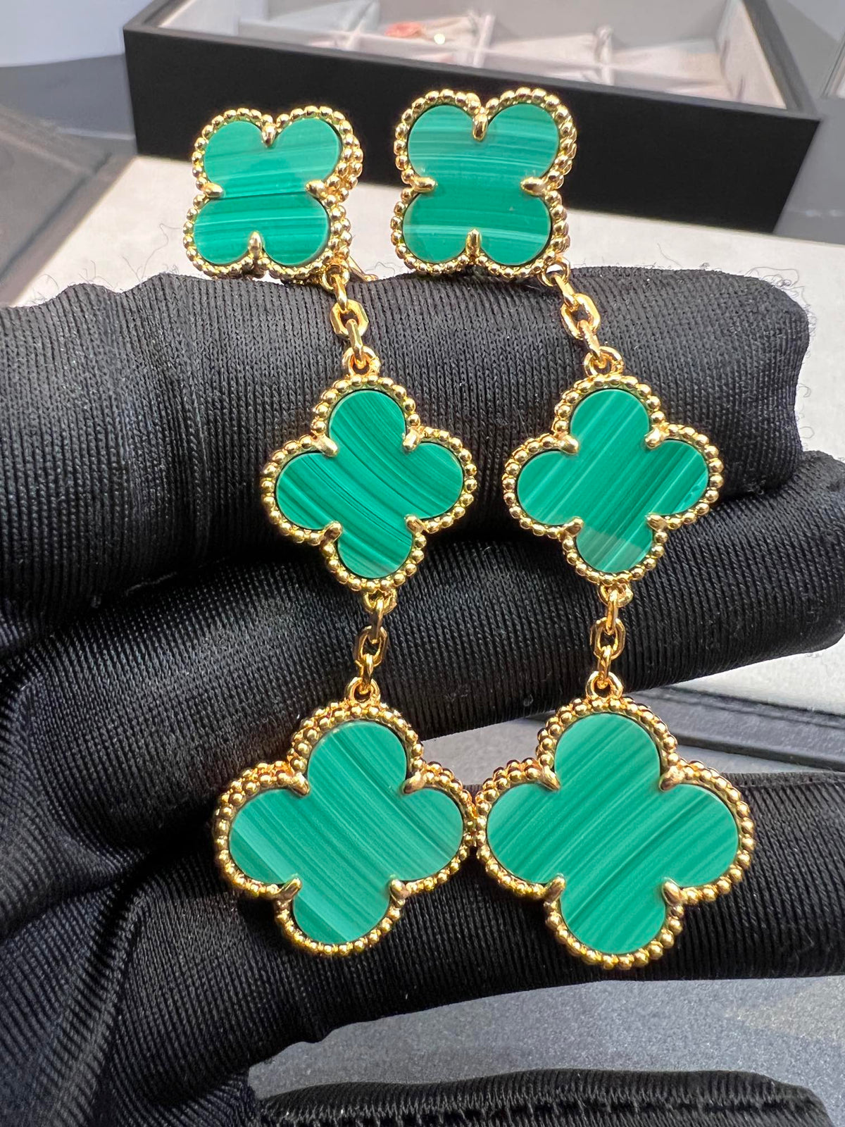 [⭐Mirelle]CLOVER MALACHITE 3 MOTIFS GOLD