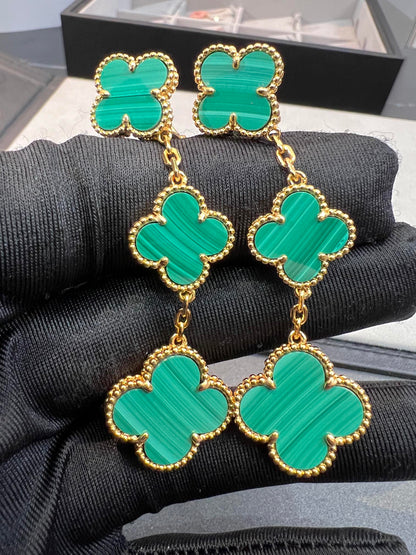 [⭐Mirelle]CLOVER MALACHITE 3 MOTIFS GOLD