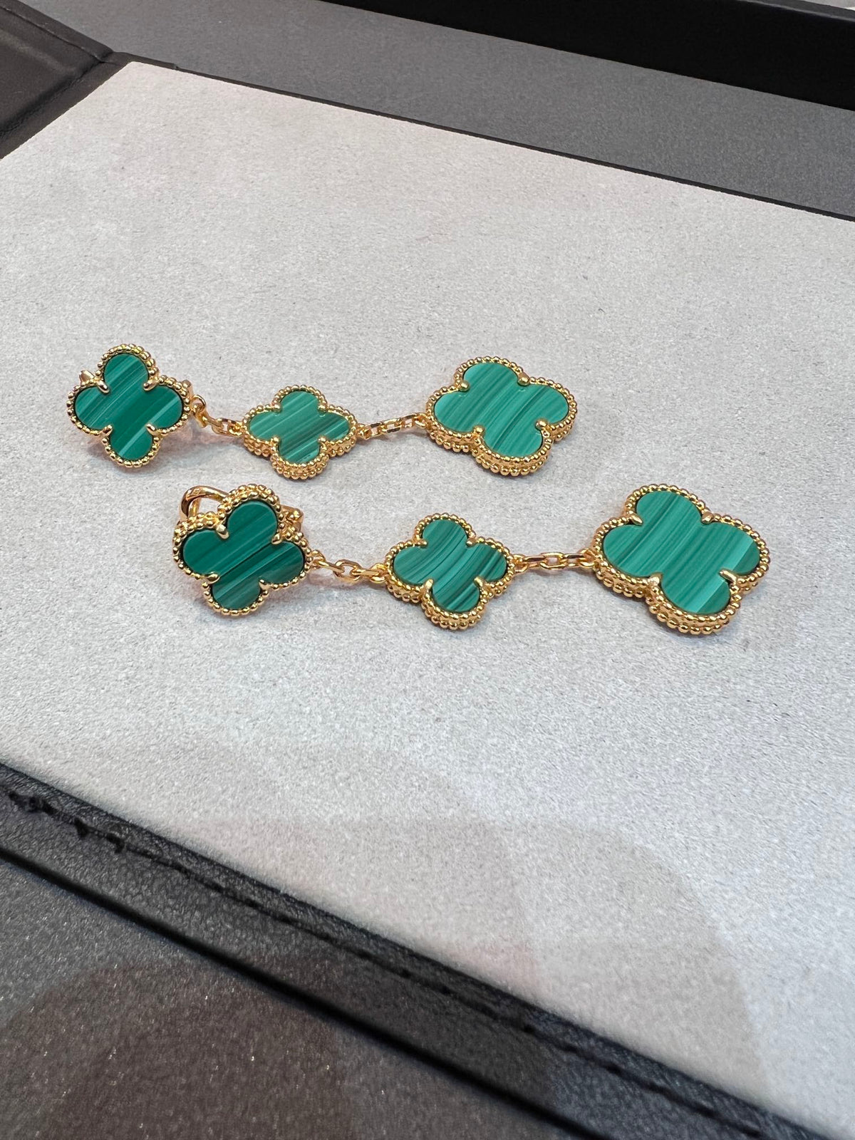 [⭐Mirelle]CLOVER MALACHITE 3 MOTIFS GOLD