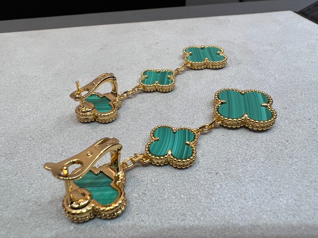 [⭐Mirelle]CLOVER MALACHITE 3 MOTIFS GOLD