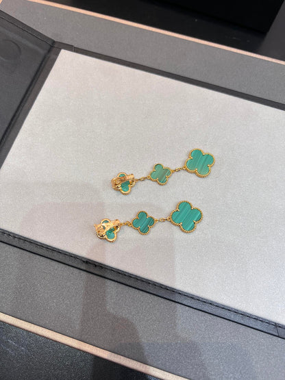 [⭐Mirelle]CLOVER MALACHITE 3 MOTIFS GOLD