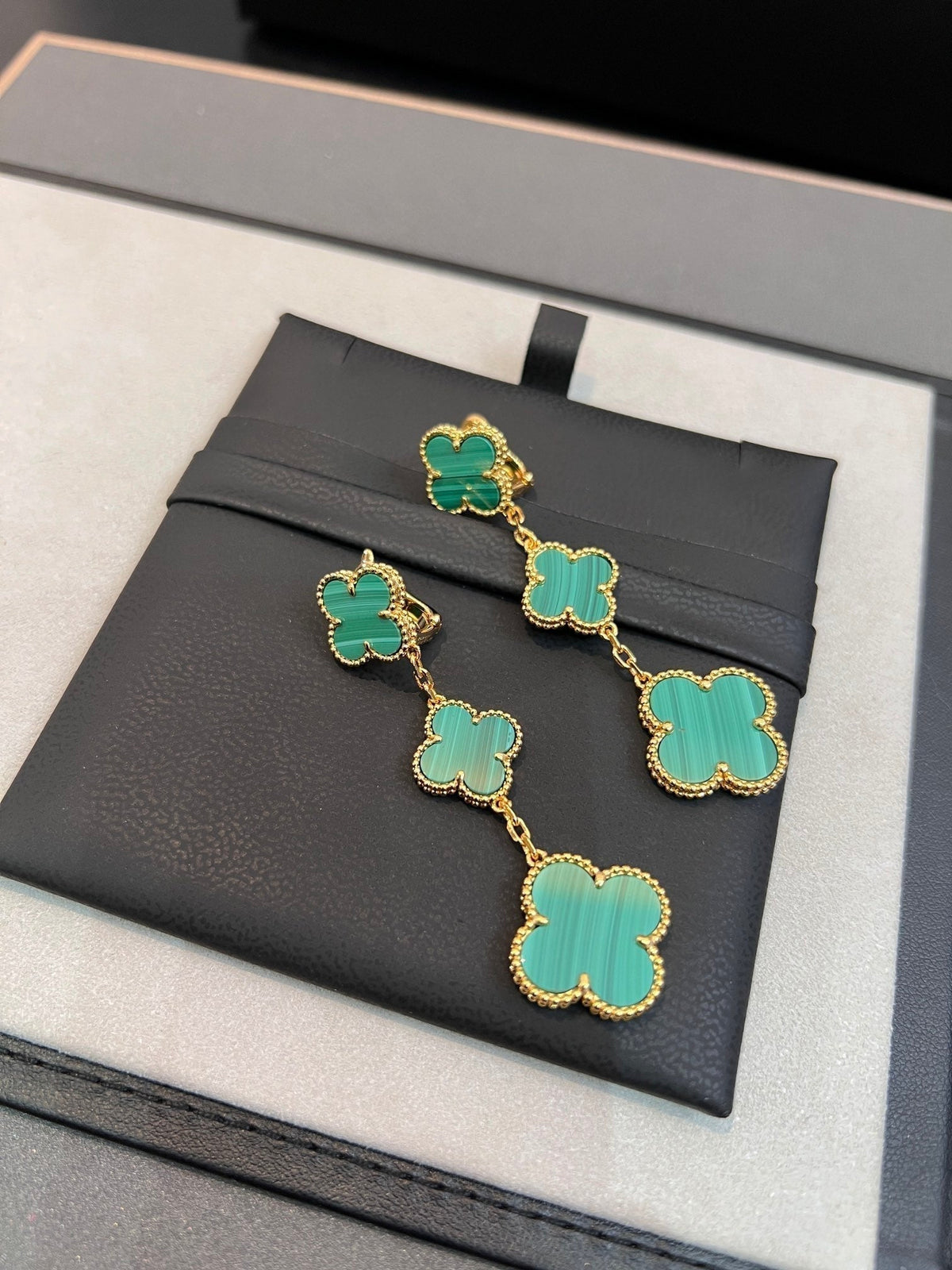 [⭐Mirelle]CLOVER MALACHITE 3 MOTIFS GOLD