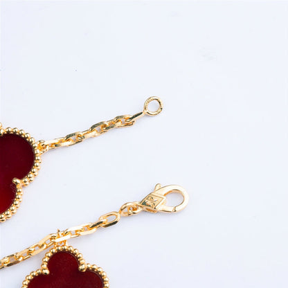[⭐Mirelle]CLOVER BRACELET 5 MOTIFS CARNELIAN TIGER EYE