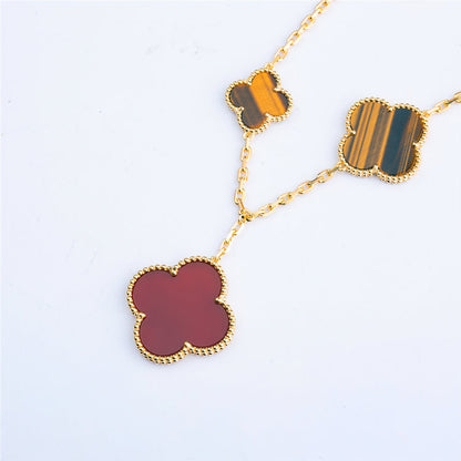 [⭐Mirelle]CLOVER BRACELET 5 MOTIFS CARNELIAN TIGER EYE