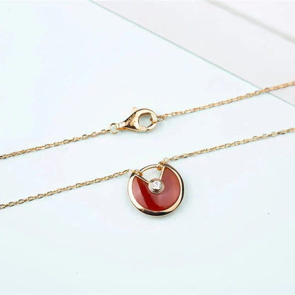 [⭐Mirelle]AMULETTE GOLD CARNELIAN ONYX NECKLACE