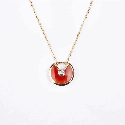 [⭐Mirelle]AMULETTE GOLD CARNELIAN ONYX NECKLACE