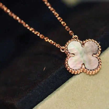 [⭐Mirelle]CLOVER 15MM  GRAY MOTHER OF PEARL NECKLACE