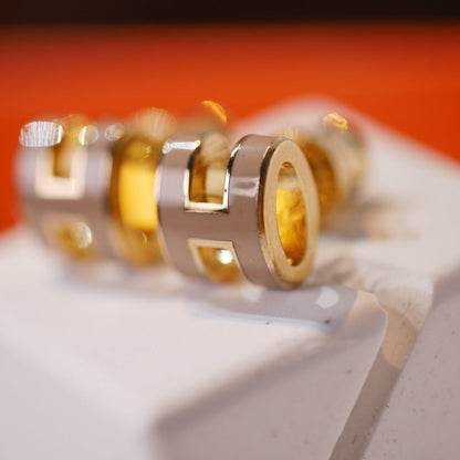 [⭐Mirelle]MINI POP H GOLD EARRINGS GREY