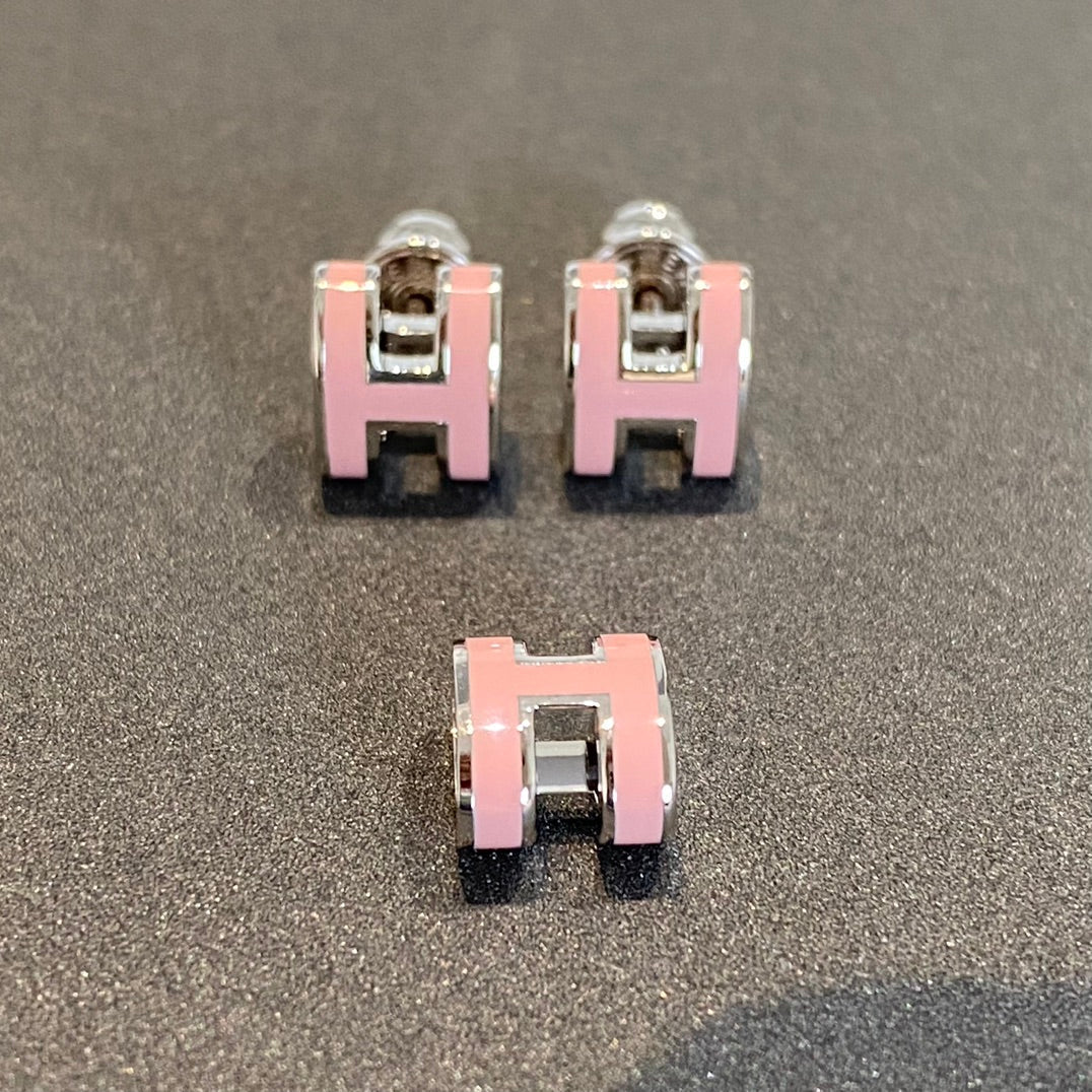 [⭐Mirelle]MINI POP H SILVER EARRINGS PINK