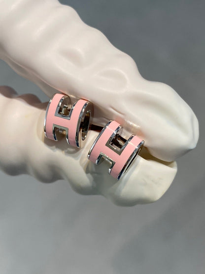 [⭐Mirelle]MINI POP H SILVER EARRINGS PINK