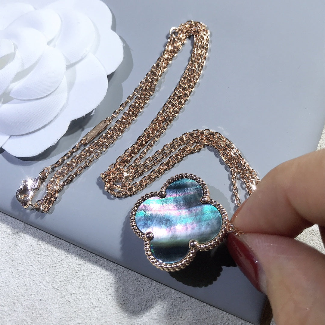 [⭐Mirelle]CLOVER 25MM GOLD DARK MOP BIG CLOVER NECKLACE