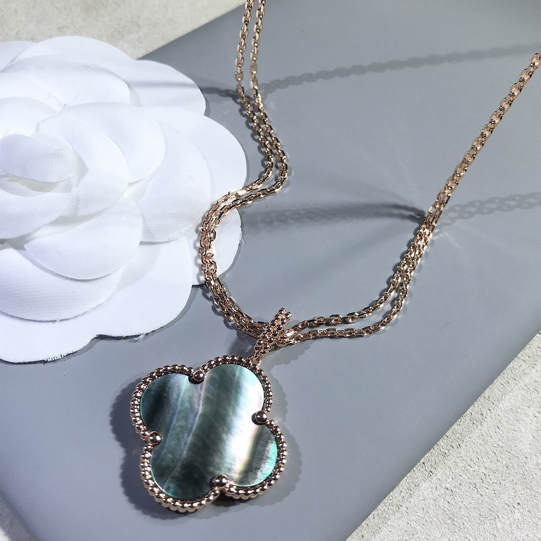 [⭐Mirelle]CLOVER 25MM GOLD DARK MOP BIG CLOVER NECKLACE