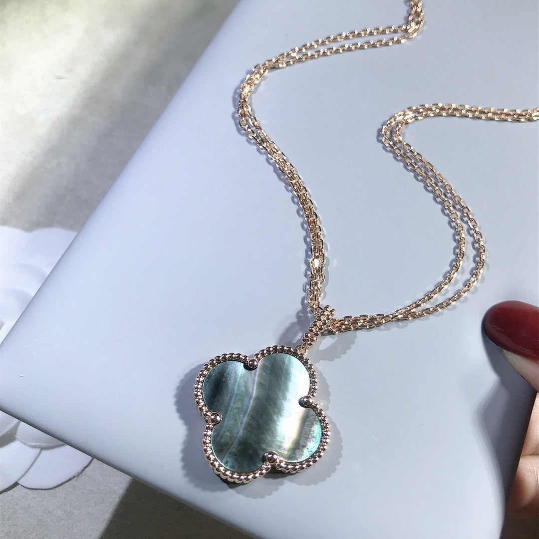 [⭐Mirelle]CLOVER 25MM GOLD DARK MOP BIG CLOVER NECKLACE
