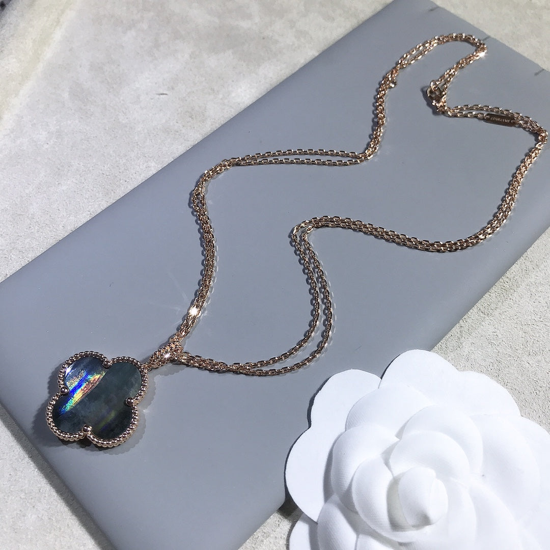 [⭐Mirelle]CLOVER 25MM GOLD DARK MOP BIG CLOVER NECKLACE