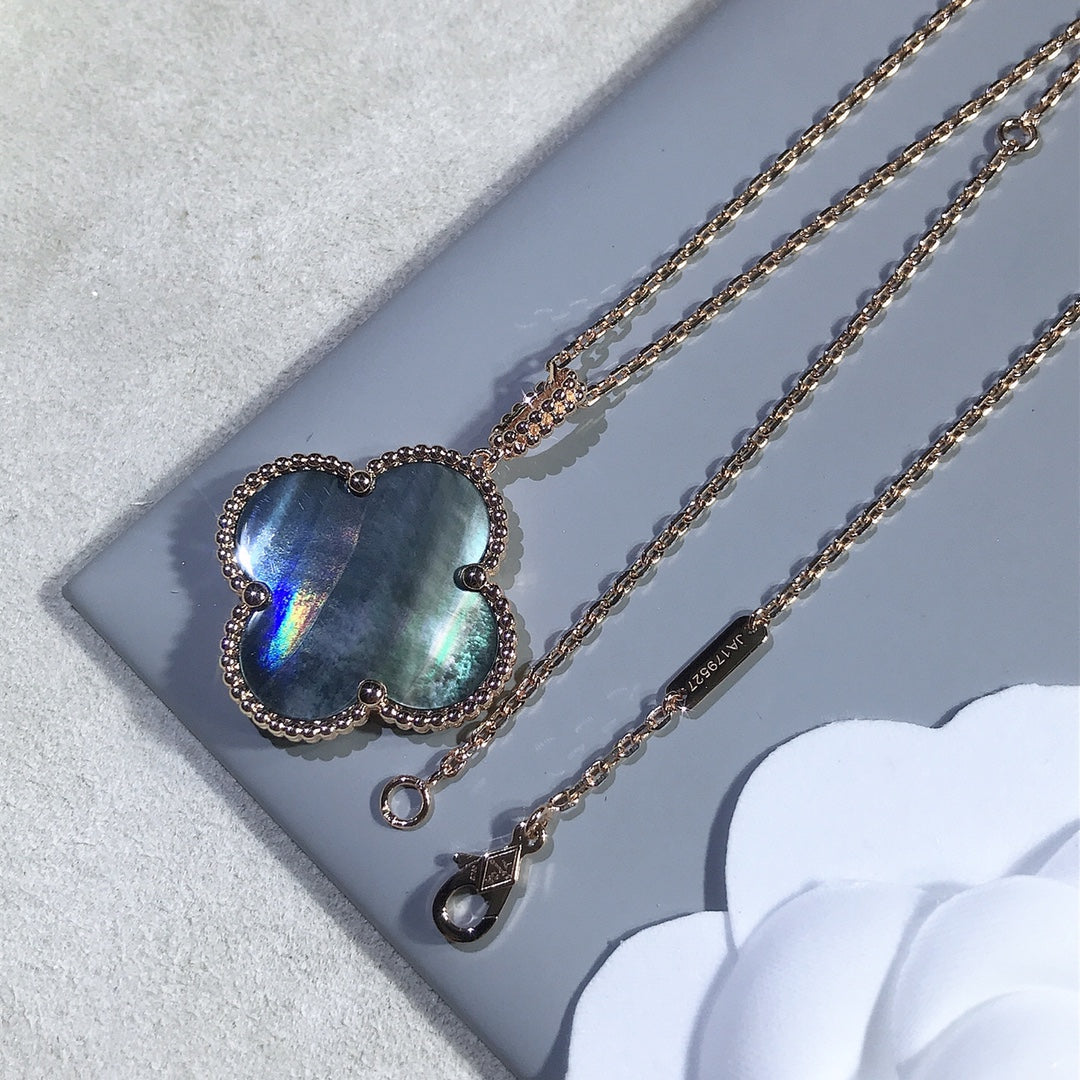 [⭐Mirelle]CLOVER 25MM GOLD DARK MOP BIG CLOVER NECKLACE