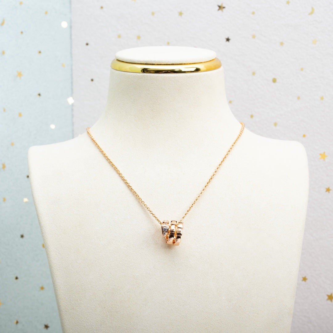 [⭐Mirelle]SERPENTI PINK GOLD NECKLACE DIAMOND