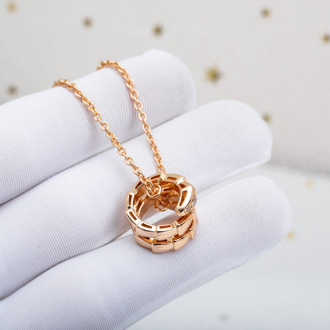 [⭐Mirelle]SERPENTI PINK GOLD NECKLACE DIAMOND