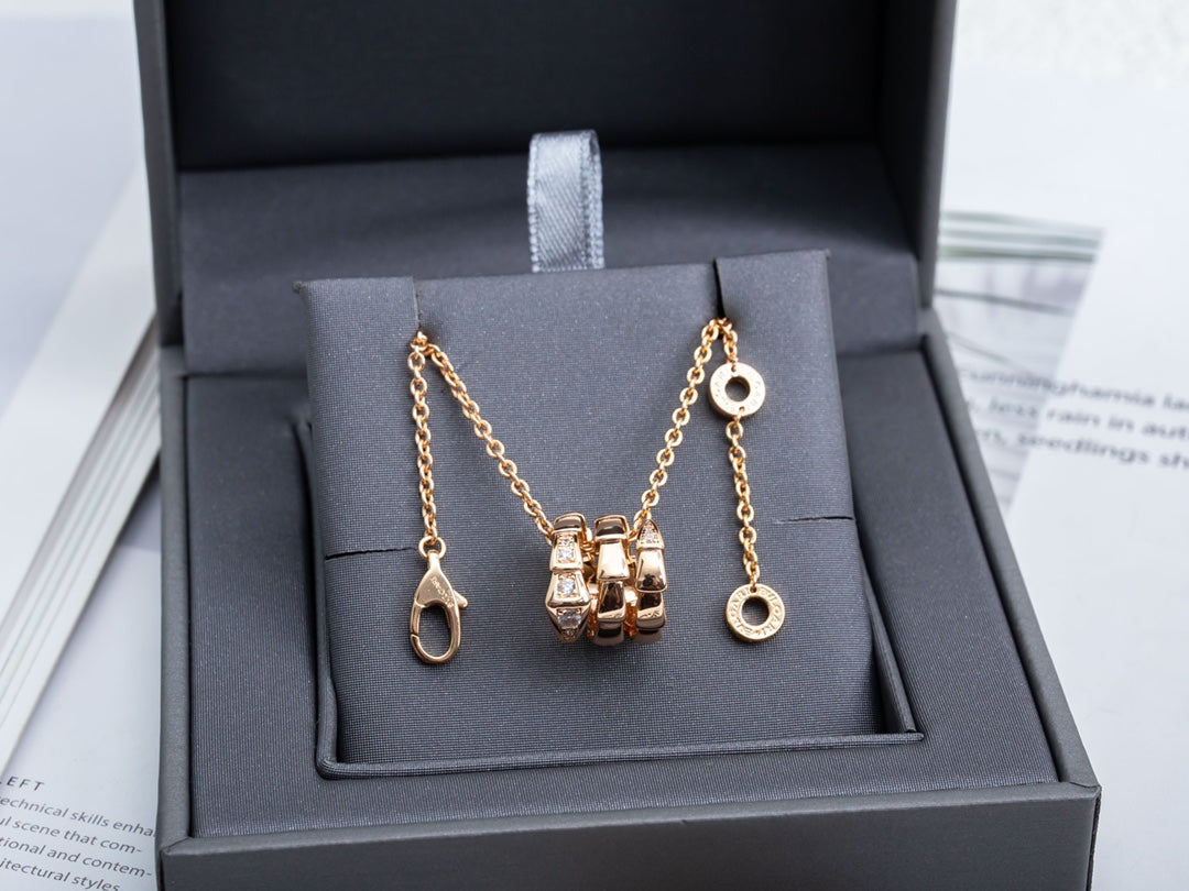 [⭐Mirelle]SERPENTI PINK GOLD NECKLACE DIAMOND