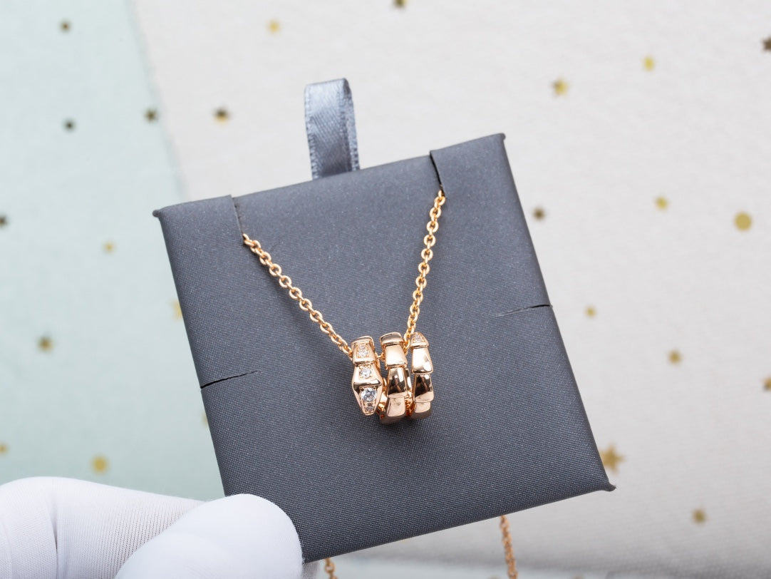 [⭐Mirelle]SERPENTI PINK GOLD NECKLACE DIAMOND