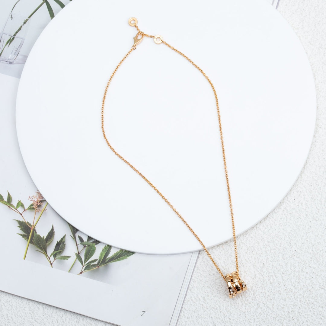[⭐Mirelle]SERPENTI PINK GOLD NECKLACE DIAMOND