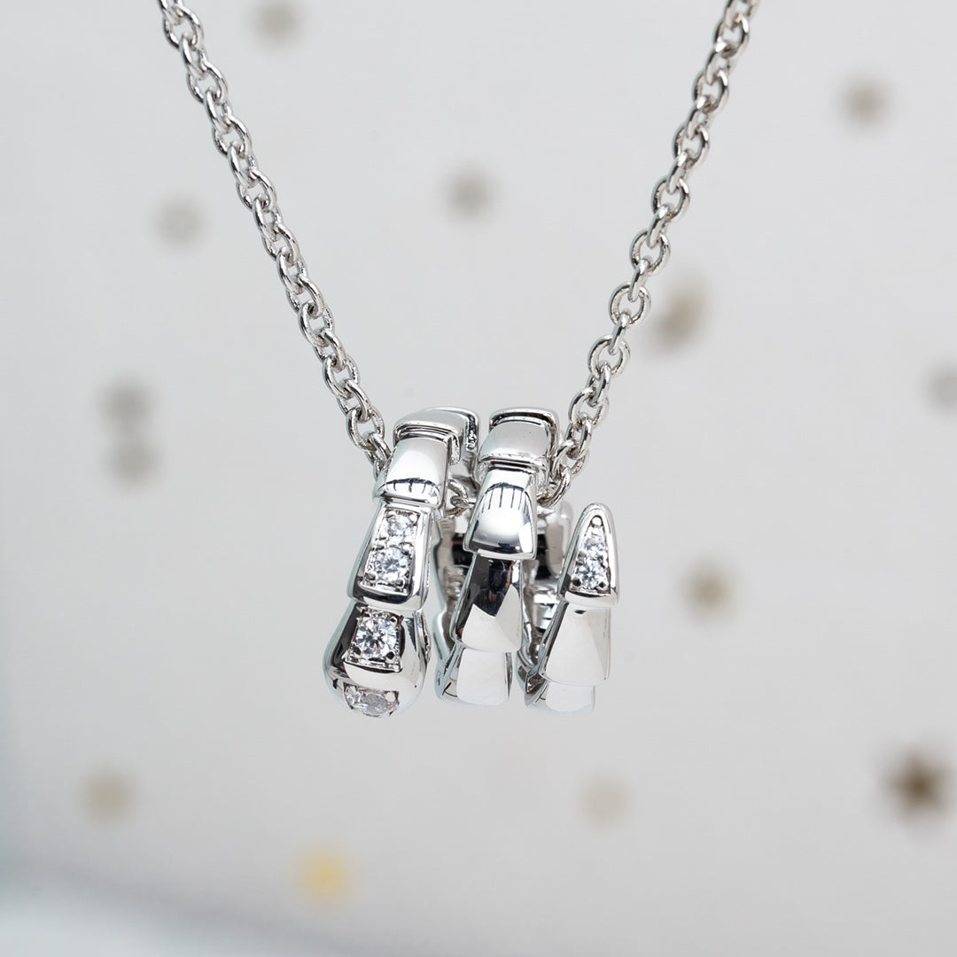[⭐Mirelle]SERPENTI SILVER NECKLACE DIAMOND