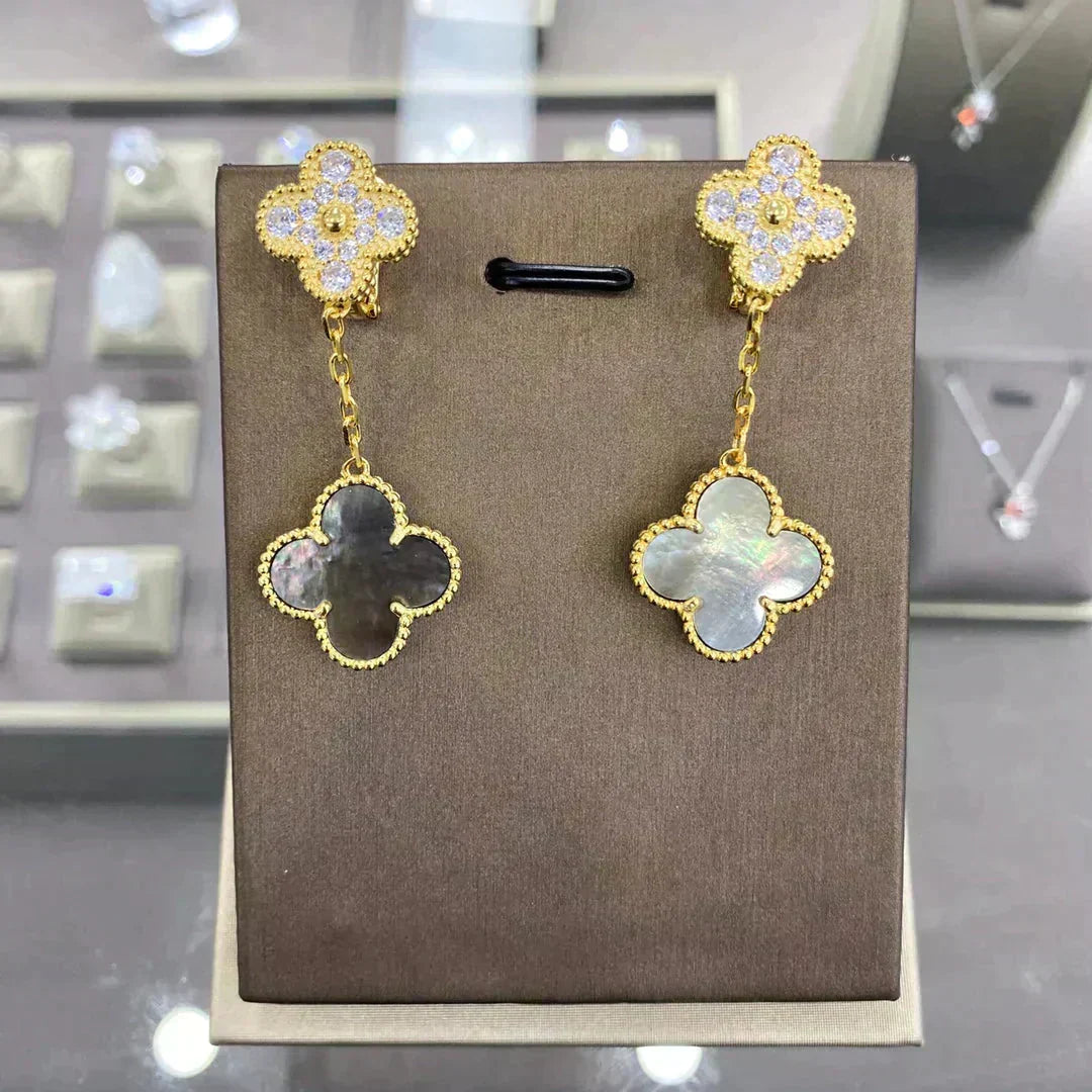 [⭐Mirelle]CLOVER  2 MOTIFS  DIAMOND  EARRINGS (MULTIPLE CHOICESç´