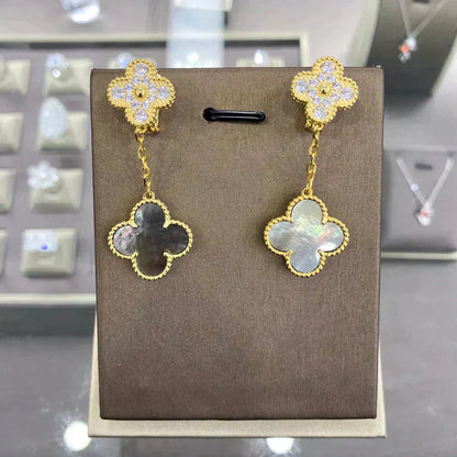 [⭐Mirelle]CLOVER  2 MOTIFS  DIAMOND  EARRINGS (MULTIPLE CHOICESç´
