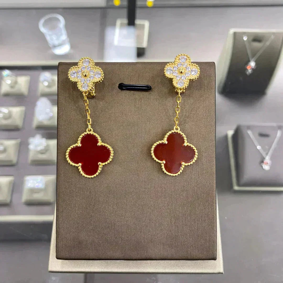 [⭐Mirelle]CLOVER  2 MOTIFS  DIAMOND  EARRINGS (MULTIPLE CHOICESç´