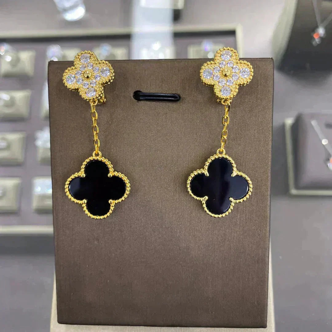 [⭐Mirelle]CLOVER  2 MOTIFS  DIAMOND  EARRINGS (MULTIPLE CHOICESç´