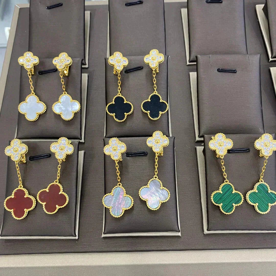 [⭐Mirelle]CLOVER  2 MOTIFS  DIAMOND  EARRINGS (MULTIPLE CHOICESç´