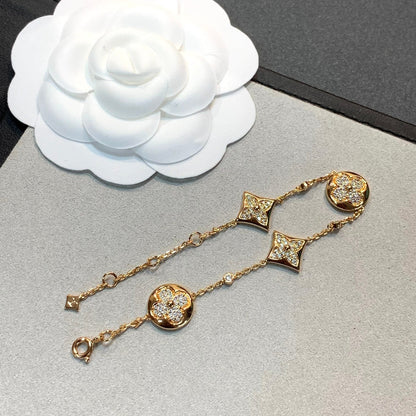 [⭐Mirelle]STAR AND SUN 4 MOTIFS GOLD DIAMONDS BRACELET