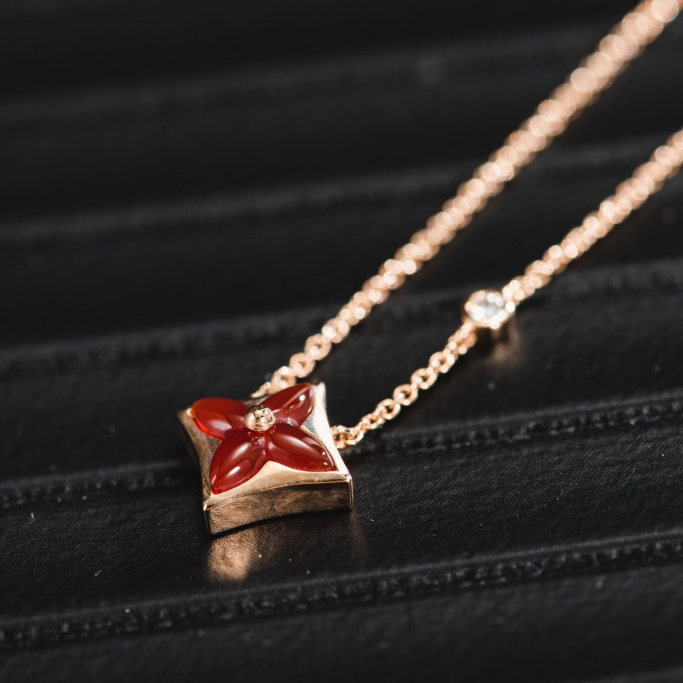 [⭐Mirelle]STAR NECKLACE PINK GOLD 1 DIAMOND