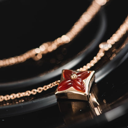 [⭐Mirelle]STAR NECKLACE PINK GOLD 1 DIAMOND