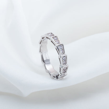 [⭐Mirelle]SERPENTI RING SILVER DIAMOND PAVED 3MM