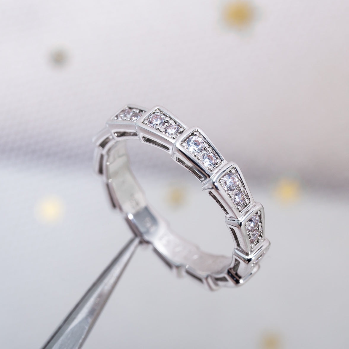 [⭐Mirelle]SERPENTI RING SILVER DIAMOND PAVED 3MM